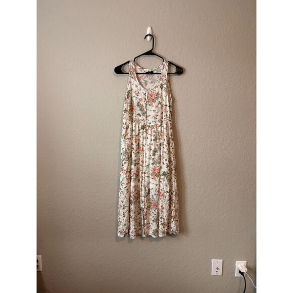 Frye Sleeveless floral dress Size small lined button up to waist tank style - Picture 1 of 5